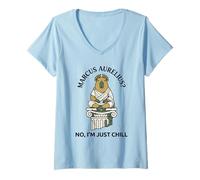 Mujer Divertido filósofo estoico de Capibara Marco Aurelio Chill Camiseta Cuello V