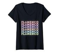 Mujer Divertido Flamenco Retro Vintage Baile Música Músico Flamenco Camiseta Cuello V