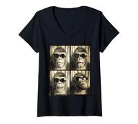 Mujer Divertido fotomatón de gorilas: experimenta Animales geniales Camiseta Cuello V