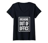 Mujer Divertido Fuera De La Oficina Texto Divertido sobre El Trabajo Citas Divertidas De Trabajo Camiseta Cuello V