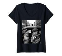 Mujer Divertido Gángster Gato Diciendo Mafia Mobster Noir Humor Mujeres Yo Camiseta Cuello V