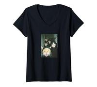 Mujer Divertido Gángster Gatos Matón Mirada Mirada Gato Gang Meme Camiseta Cuello V