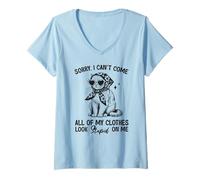 Mujer Divertido Gato con Bufanda y Gafas Sorry I Can't Come ... Camiseta Cuello V
