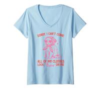Mujer Divertido Gato con Bufanda y Gafas Sorry I Can't Come ... Camiseta Cuello V