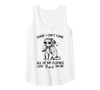 Mujer Divertido Gato con Bufanda y Gafas Sorry I Can't Come ... Camiseta sin Mangas