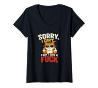 Mujer Divertido Gato sarcástico Lo Siento no Puedo no Dar un F Grosero Camiseta Cuello V
