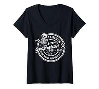 Mujer Divertido Gen-X Criado en Agua de Manguera y descuida el Humor Camiseta Cuello V