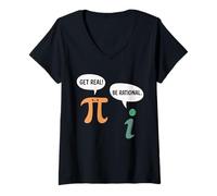 Mujer Divertido Get Real Be Racional Sarcástico Pi Maestro de Matemáticas Geek Camiseta Cuello V