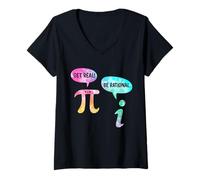 Mujer Divertido Get Real Be Racional Sarcástico Pi Maestro de Matemáticas Geek Camiseta Cuello V