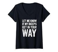 Mujer Divertido Gimnasio Diciendo Let Me Know If My Biceps Block You Camiseta Cuello V