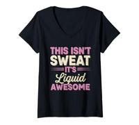 Mujer Divertido Gimnasio Fitness Esto no es Sudor Es líquido Impresionante Camiseta Cuello V