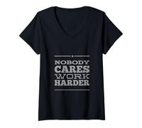Mujer Divertido Gimnasio Texto Gente Divertida Gracioso A Nadie le Importa Trabaj Camiseta Cuello V