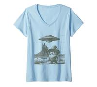 Mujer Divertido gnomo del Desierto OVNI Alien Western Encounter Design Camiseta Cuello V
