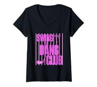 Mujer Divertido Golfing Swing The Dang Club Rosa Golf Mamá Camiseta Cuello V