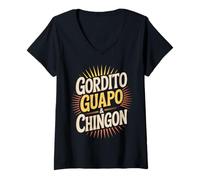 Mujer Divertido Gordito Guapo Chingon Estilo Español Mexicano Humor Camiseta Cuello V
