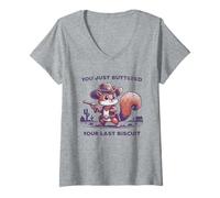 Mujer Divertido gráfico de Animal Vaquero de Dibujos Animados de Ardilla Occidental Camiseta Cuello V