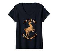 Mujer Divertido gráfico de Lama con la Frase «No Tengo Tiempo para Tus tonterías» Vintage Camiseta Cuello V