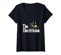 Mujer Divertido gráfico de The Electrician Master Sparky Lightning Bolt Camiseta Cuello V