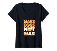 Mujer Divertido Hacer Huevos No Guerra Pollo Desayuno Camiseta Cuello V