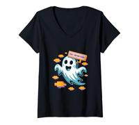 Mujer Divertido Halloween 404 Boo Not Found Ghost Camiseta Cuello V