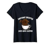 Mujer Divertido Halloween de Instant Reaper Just Add Coffee Camiseta Cuello V