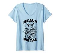 Mujer Divertido Heavy Metal Elefante Rock Music Band Músico Vintage Camiseta Cuello V