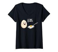 Mujer Divertido Huevo Frito es Que tu Hermano Juego de Palabras de Desayuno Camiseta Cuello V