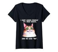 Mujer Divertido humor de gato hablando conmigo mismo para amantes de los gatos locos raro Camiseta Cuello V