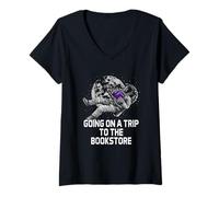Mujer Divertido Humor de Gusano de Biblioteca Going on a Trip to The Bookstore Camiseta Cuello V