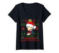 Mujer Divertido Humor navideño del Presidente Johnson de Andrew Camiseta Cuello V