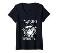 Mujer Divertido Humor sureño Redneck es un Redneck Navidad Y'All Camiseta Cuello V