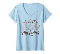 Mujer Divertido I Love My Ladies Chicken Hen Farm Life Backyard Humor Camiseta Cuello V