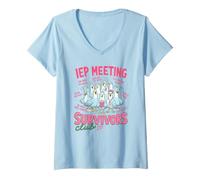 Mujer Divertido IEP Reunión Survivors Club Maestro Educación Especial Camiseta Cuello V