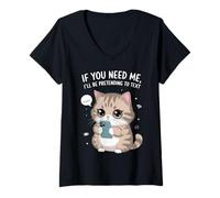 Mujer Divertido introvertido si me Necesitas fingiré Enviar Mensajes de Texto Camiseta Cuello V
