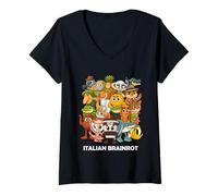 Mujer Divertido Italiano Brainrot Meme Todos los Personajes Estilo Lindo Niños Camiseta Cuello V