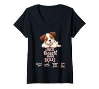 Mujer Divertido Jack Russell Mamá Perro Terrier Mama Humor Cita Camiseta Cuello V
