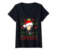 Mujer Divertido John Presidente Tyler Navidad Parodia Holiday Camiseta Cuello V