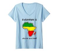 Mujer Divertido Jollof Rice Y Lobo Africano Camiseta Cuello V