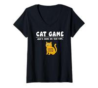 Mujer Divertido Juego de Gatos Don't Look Game Over para mamá, papá y niños Camiseta Cuello V