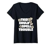 Mujer Divertido juego de mesa This Could Spell Trouble Camiseta Cuello V