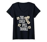 Mujer Divertido juego de mesa This Could Spell Trouble Camiseta Cuello V