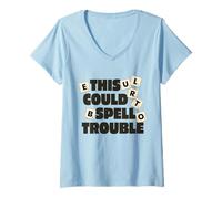 Mujer Divertido juego de mesa This Could Spell Trouble Camiseta Cuello V