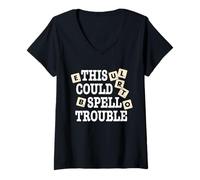 Mujer Divertido juego de mesa This Could Spell Trouble Camiseta Cuello V