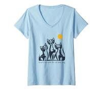 Mujer Divertido Juego de Palabras con Gatos No Termina hasta Que Las señoras de los Gatos canten Camiseta Cuello V