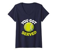 Mujer Divertido Juego de Palabras de «You Got Served», Bonita Pelota de Tenis Camiseta Cuello V