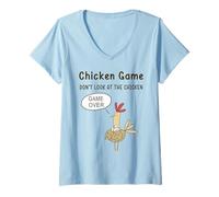 Mujer Divertido Juego De Pollo No Mire El Pollo Meme Camiseta Cuello V