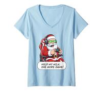 Mujer Divertido Juego de Santa Gamer Christmas Hold My Milk One More Camiseta Cuello V