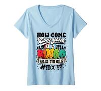 Mujer Divertido Jugador de Bingo como Es Que Todos Gritan Regalo Camiseta Cuello V