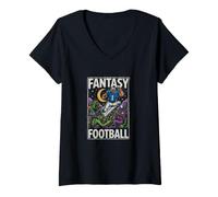 Mujer Divertido Jugador de fútbol de fantasía vence a los Monstruos Diciendo Camiseta Cuello V