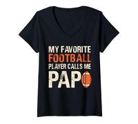 Mujer Divertido Jugador de fútbol me Llama papo Sports Family Cita papá Camiseta Cuello V